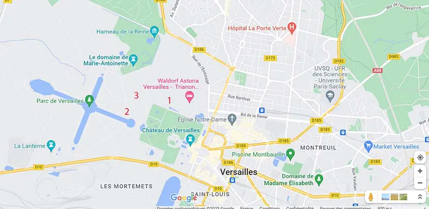 versailles estate direction map