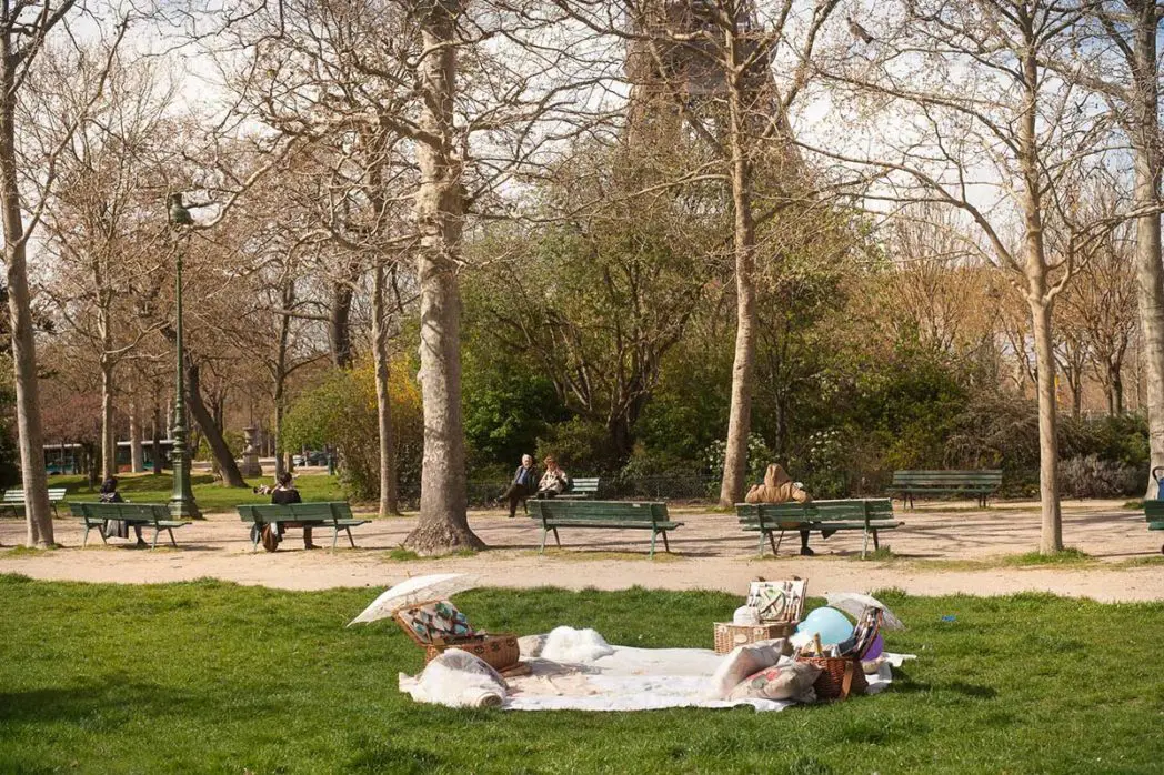 Paris stylish park picnic