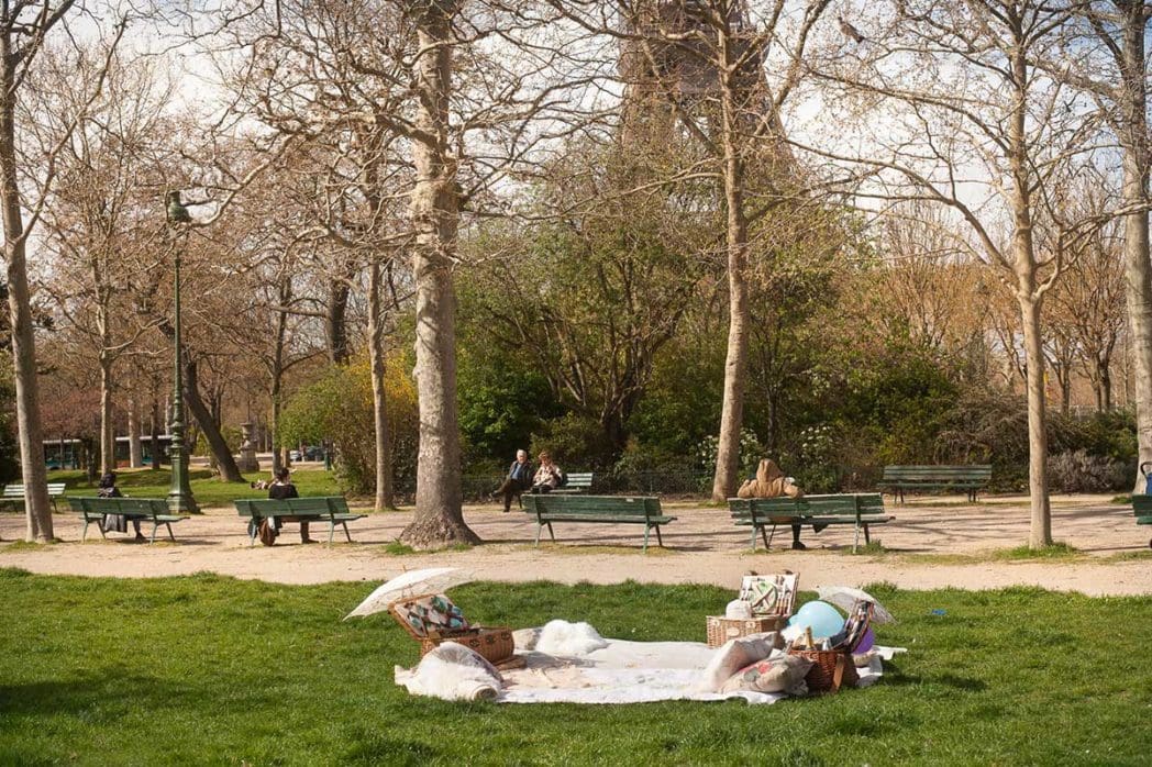 Paris stylish park picnic